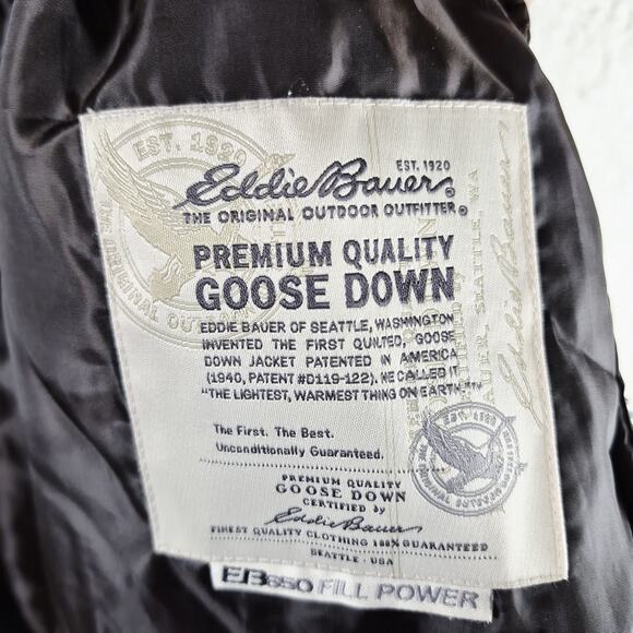 Eddie Bauer Premium Goose Down Womens XL Puffer Coat Jacket Hood Brown 650 Fill - Picture 6 of 9